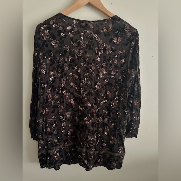 J. Jill Women's Peasant Blouse Floral Boho Cottagecore Fairy rayon size large - Picture 7 of 10